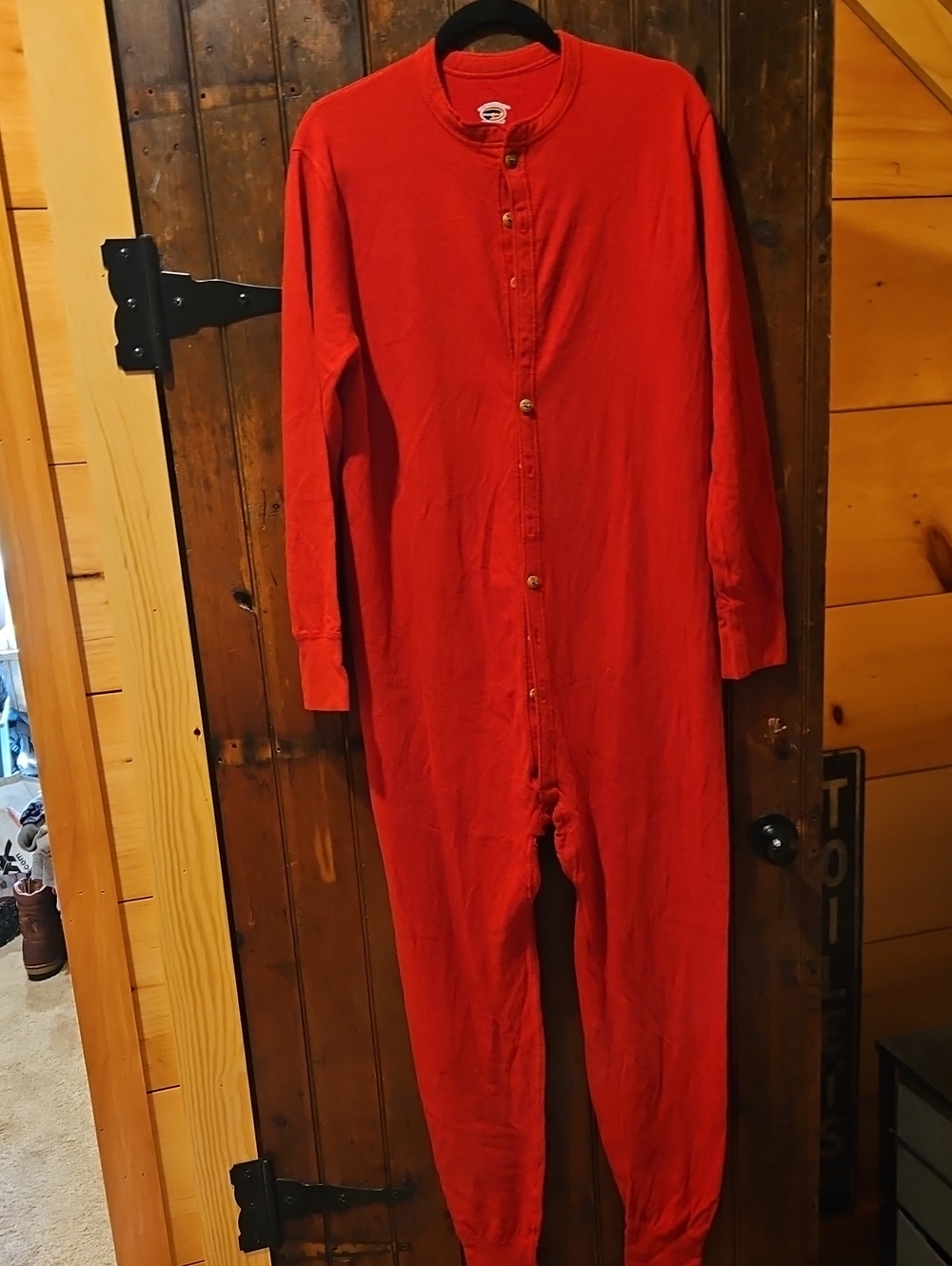 Mens Duofold Red One-Piece Long-Sleeve Union Suit